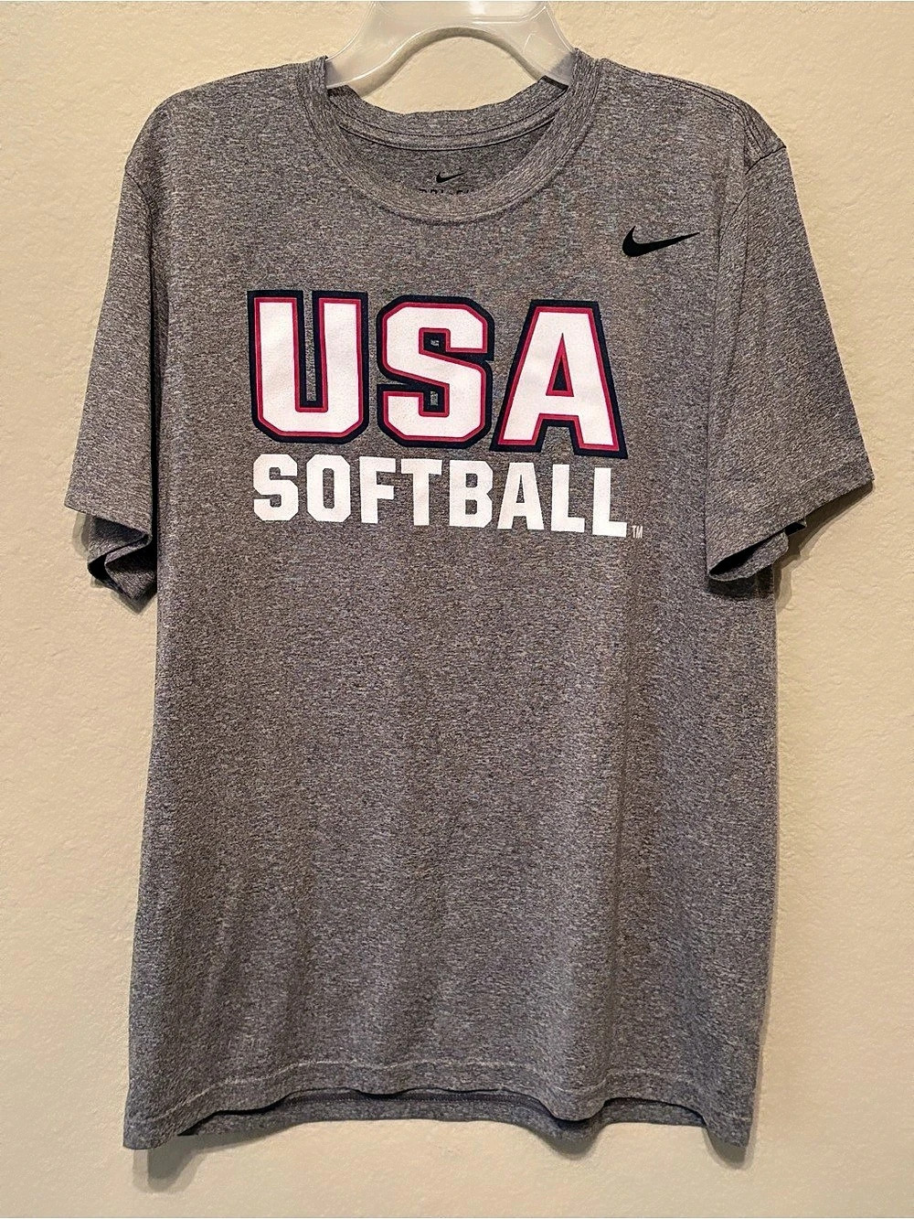 Nike Dri-FIT USA Softball T-Shirt Gray & White Medium